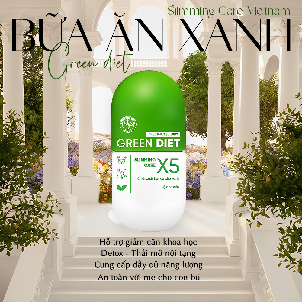 Thảo mộc giảm cân Green Diet Slimming Care X5 hộp 30 viên hỗ trợ detox cơ thể, kiểm soát cân nặng