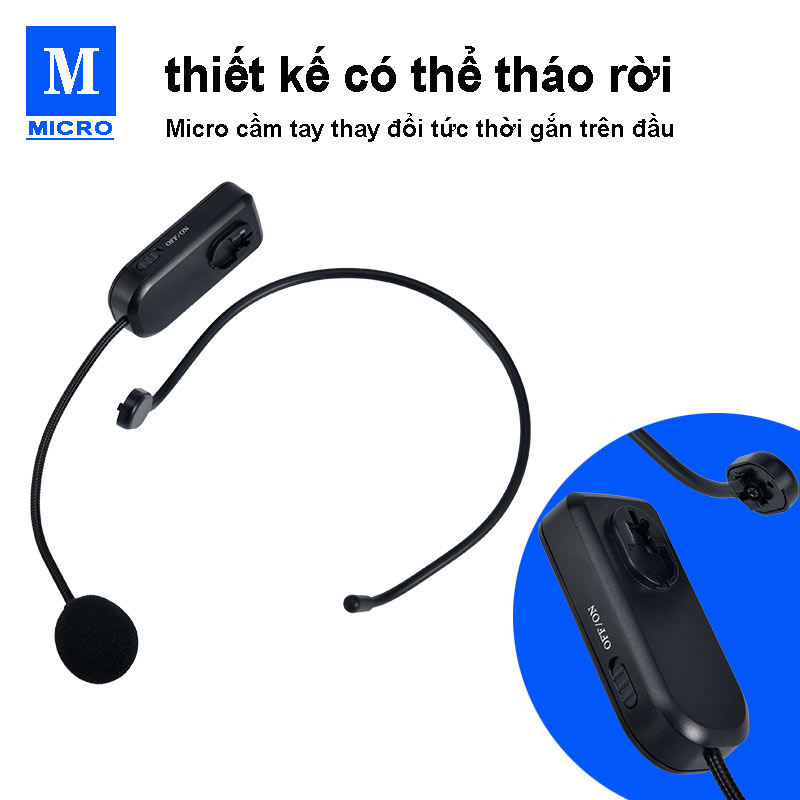 Micro Không Dây 2.4g Gắn Đầu Dùng Cho Giảng Dạy Loa Khuếch Đại Âm Thanh