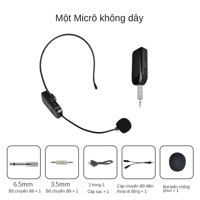 Micro Không Dây 2.4g Gắn Đầu Dùng Cho Giảng Dạy Loa Khuếch Đại Âm Thanh