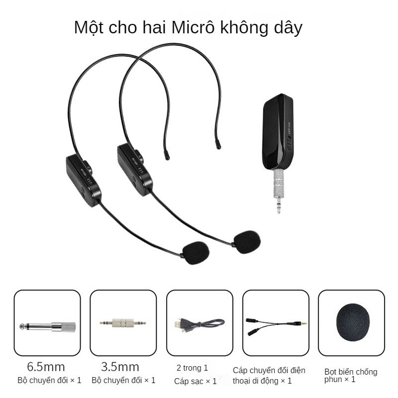 Micro Không Dây 2.4g Gắn Đầu Dùng Cho Giảng Dạy Loa Khuếch Đại Âm Thanh