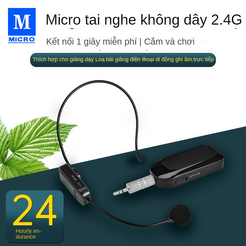 Micro Không Dây 2.4g Gắn Đầu Dùng Cho Giảng Dạy Loa Khuếch Đại Âm Thanh