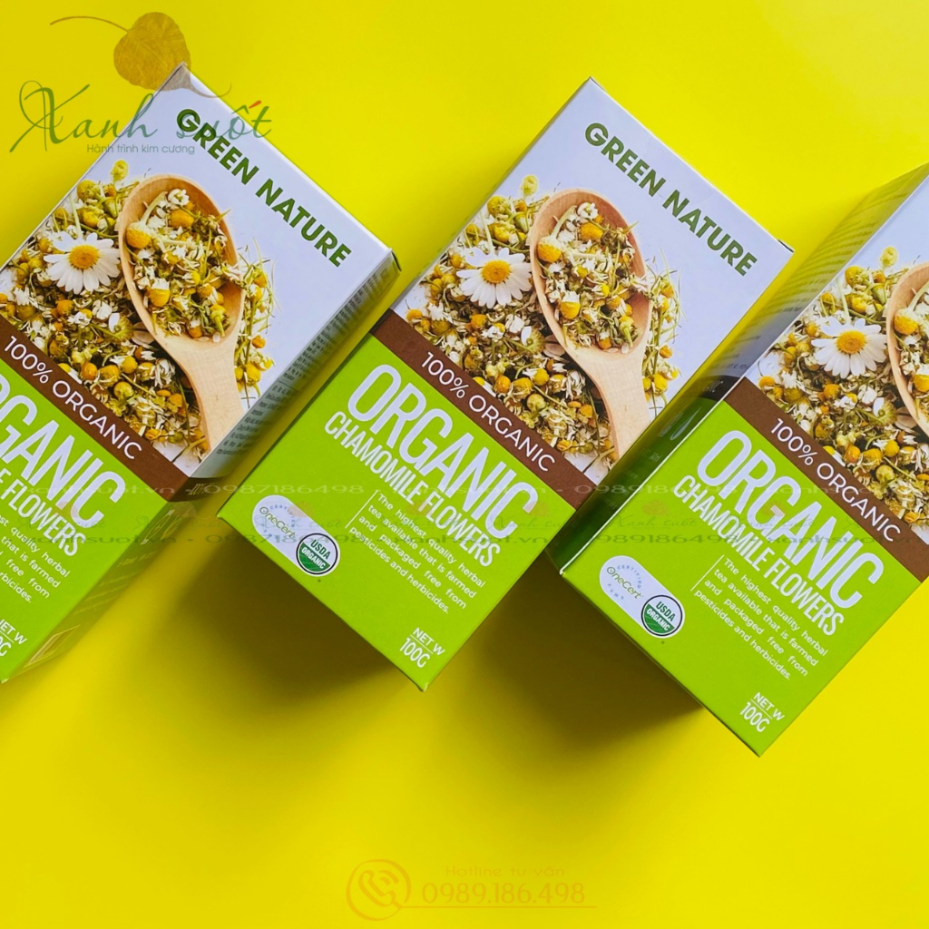 TRÀ HOA CÚC LA MÃ 100% HỮU CƠ - ORGANIC CHAMOMILE FLOWER 100G - GIẢM CĂNG THẢNG - NGỦ NGON - XANH SUỐTSG