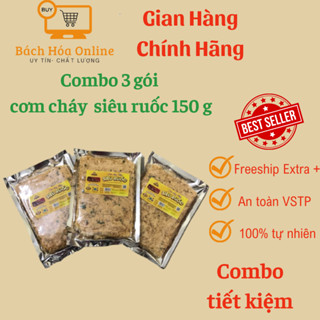 Combo 3 gói Cơm cháy nếp siêu ruốc Ninh Bình Vàng 150 g, Đặc sản cơm cháy Ninh Bình