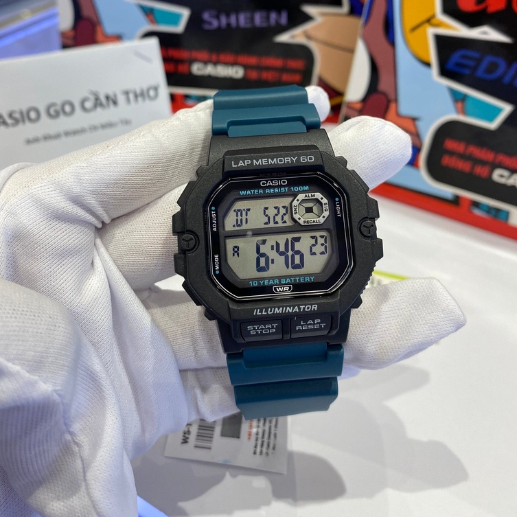 Đồng hồ Casio nam điện tử WS-1400H-3AVDF dây cao su chính hãng