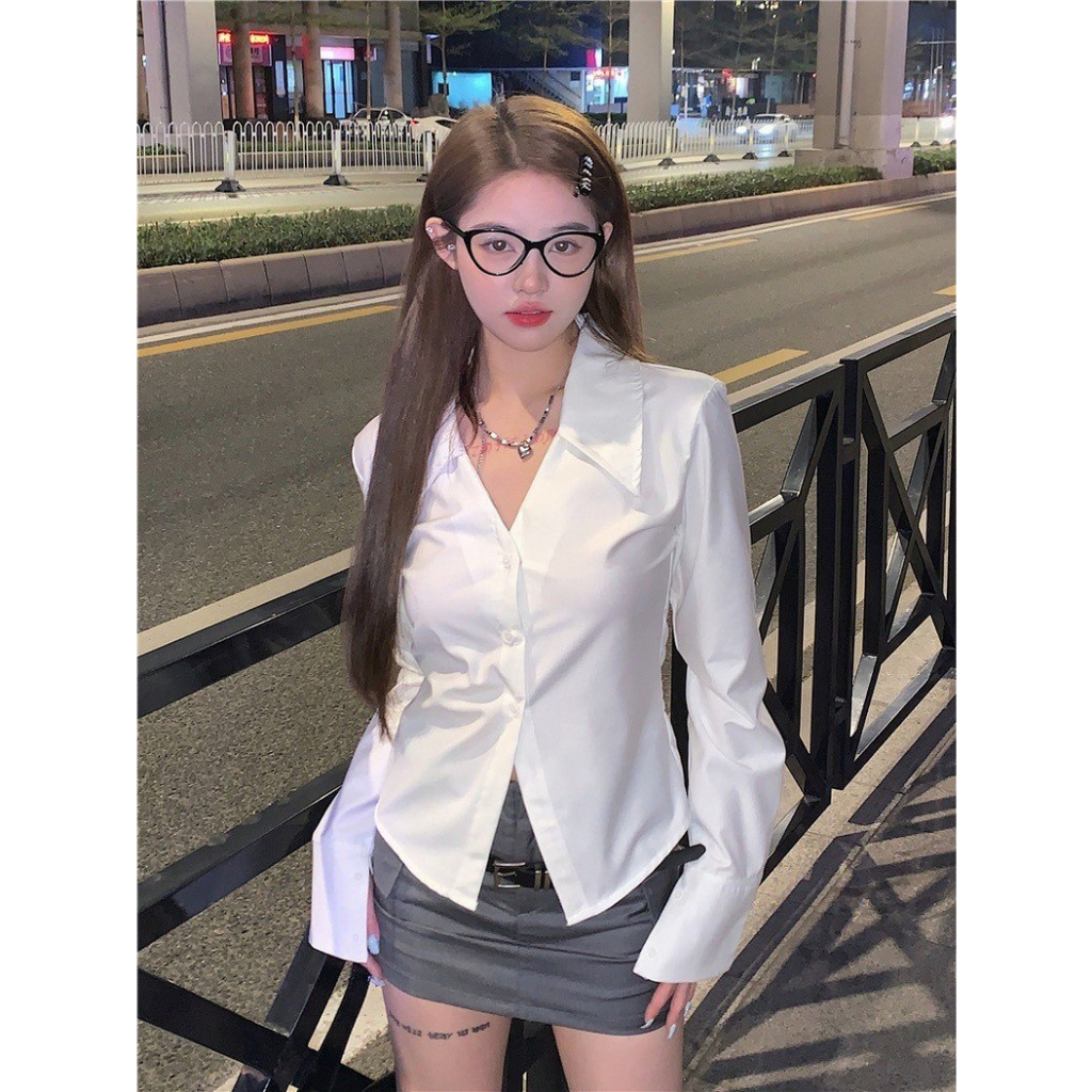 A51 Áo Sơ Mi Kiểu Nữ Dài Tay Công Sở Đi Chơi Phong Cách Nữ Cá Tính Năng Động