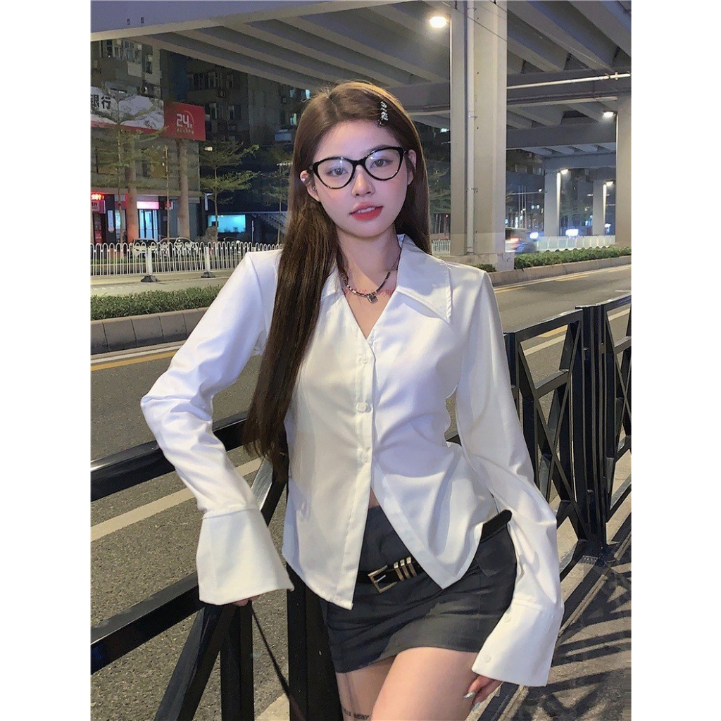 A51 Áo Sơ Mi Kiểu Nữ Dài Tay Công Sở Đi Chơi Phong Cách Nữ Cá Tính Năng Động
