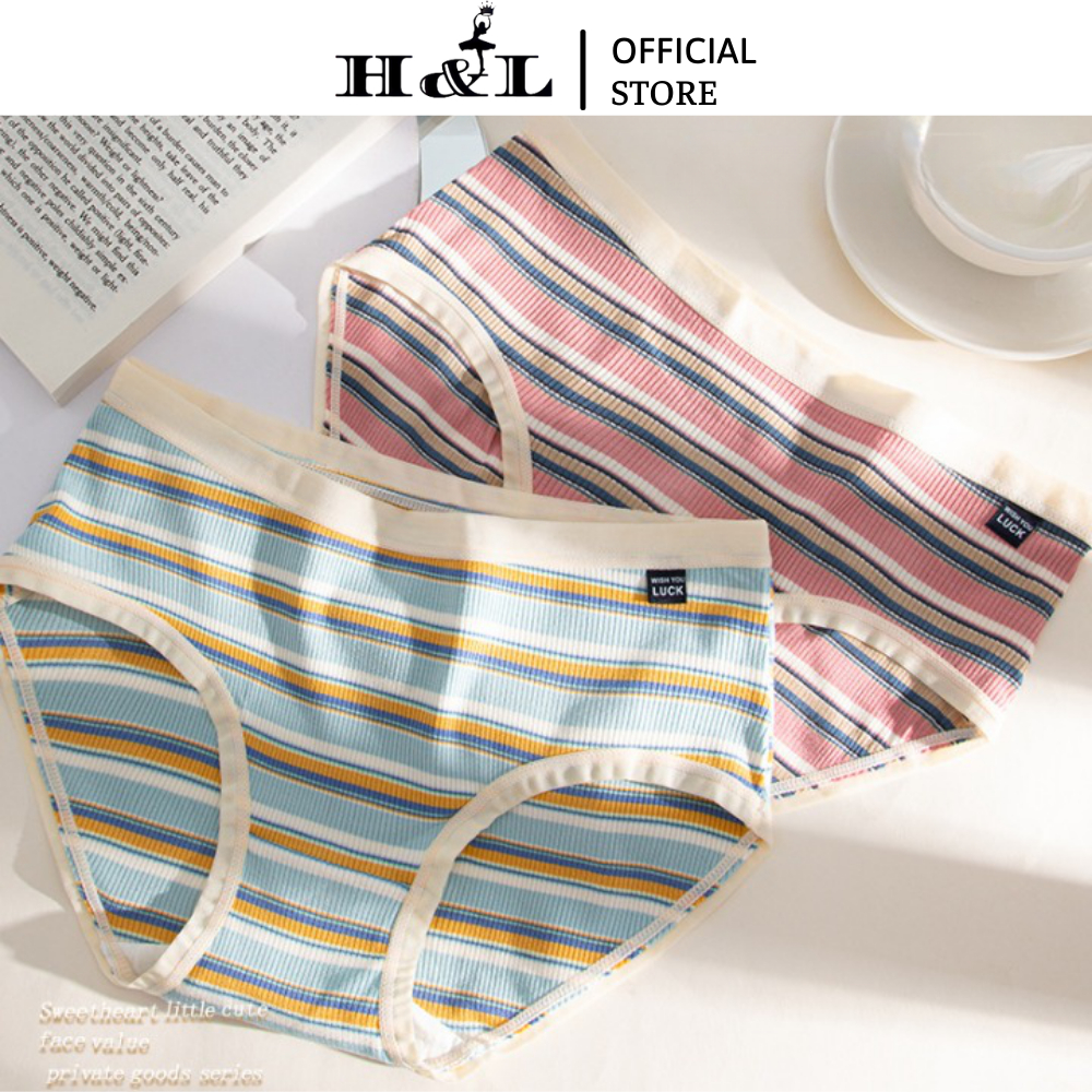 Quần lót nữ cotton kẻ sọc màu, cạp vừa đáy máy chắc chắn, co dãn thoải mái HL BOUTIQUE L288