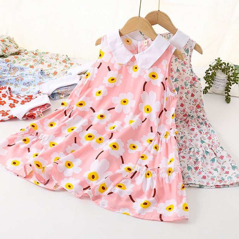 Váy bé gái váy cho bé gái 10 tuổi đầm cho bé gái váy babydoll cho bé gái size đại cổ trắng cotton lụ