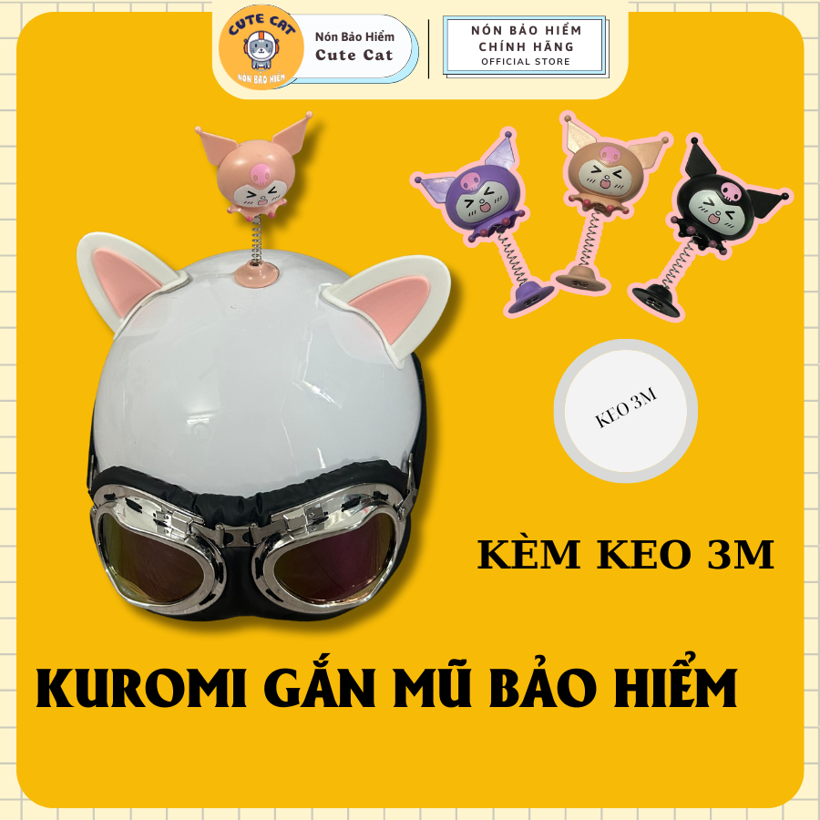 Kuromi Gắn Mũ Bảo Hiểm Dễ Thương, Phụ Kiện Hoa Kuromi Gắn Nón Bảo Hiểm Kèm Keo 3M Dính Chắc Chắn