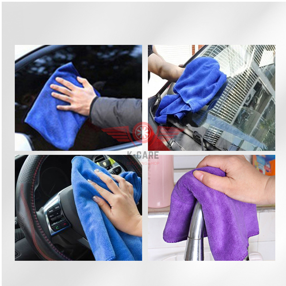 Khăn lau xe, lau bếp, lau kính, lau bàn lau tay đa năng chất liệu Microfiber không rụng lông không làm xước bề mặt Kcare