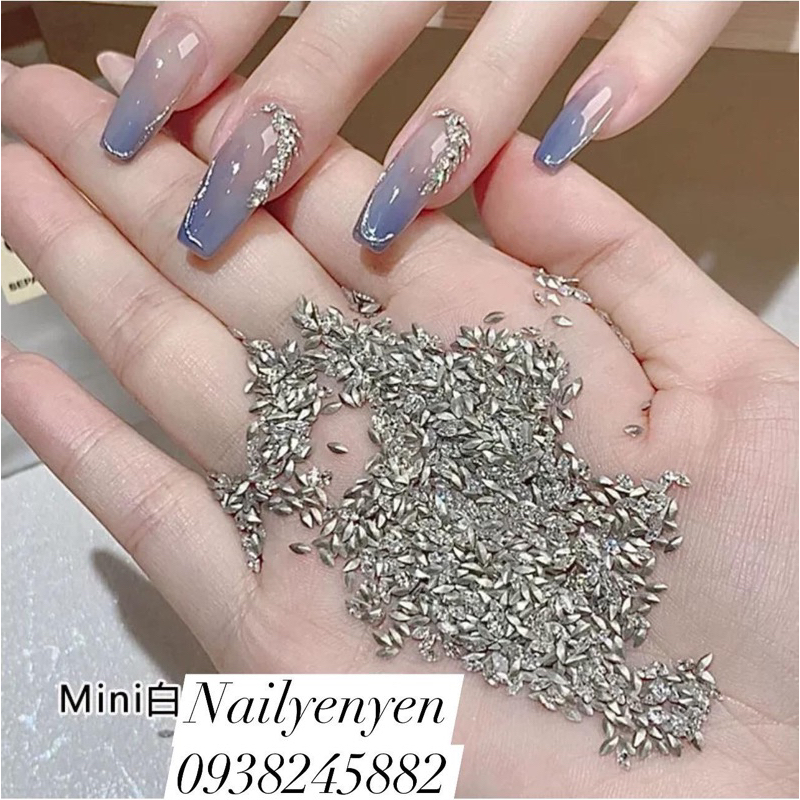 Set đá khối mix kiểu mix màu móng nail