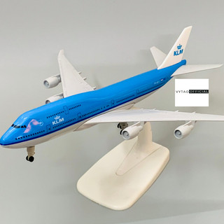 Mô hình máy bay kim loại KLM Airlines cao cấp có bánh xe kèm đế trưng bày