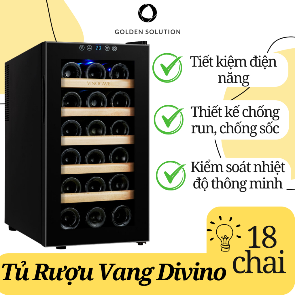 Tủ Đựng Rượu Vang, GIúp Bảo Quản Rượu Sử Dụng Rượu Được Lâu- Hương Vị Càng Ngon Vinocave - 18 Chai Kệ Gỗ