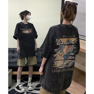 FOCUS áo phông nữ thời trang vintage bigsize trắng cổ tròn ulzzang áo thun form rộng 100% cotton
