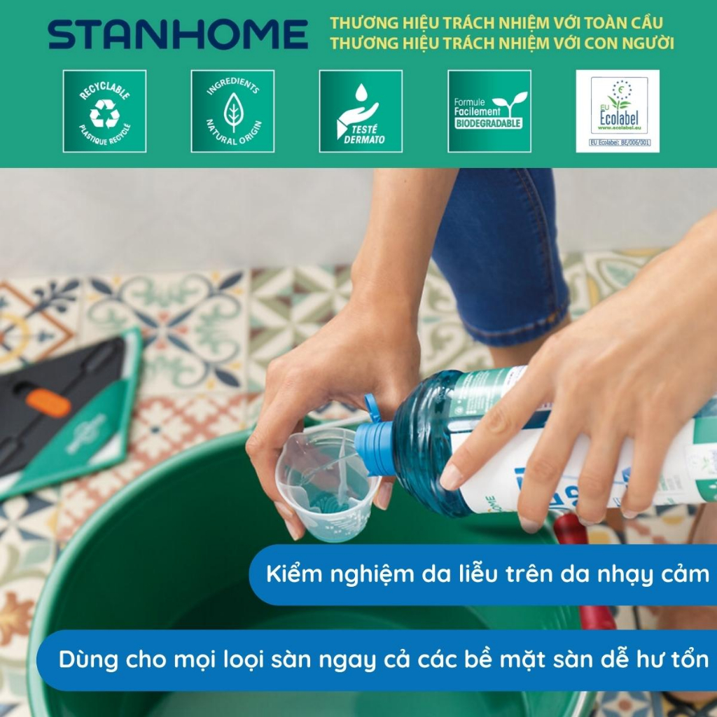 Nước lau sàn Stanhome Multi Floor Ecolabel 1000ml