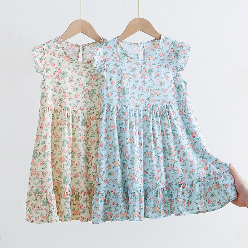 Váy bé gái váy cho bé gái 10 tuổi đầm cho bé gái váy babydoll cho bé gái size đại tay cánh tiên cott