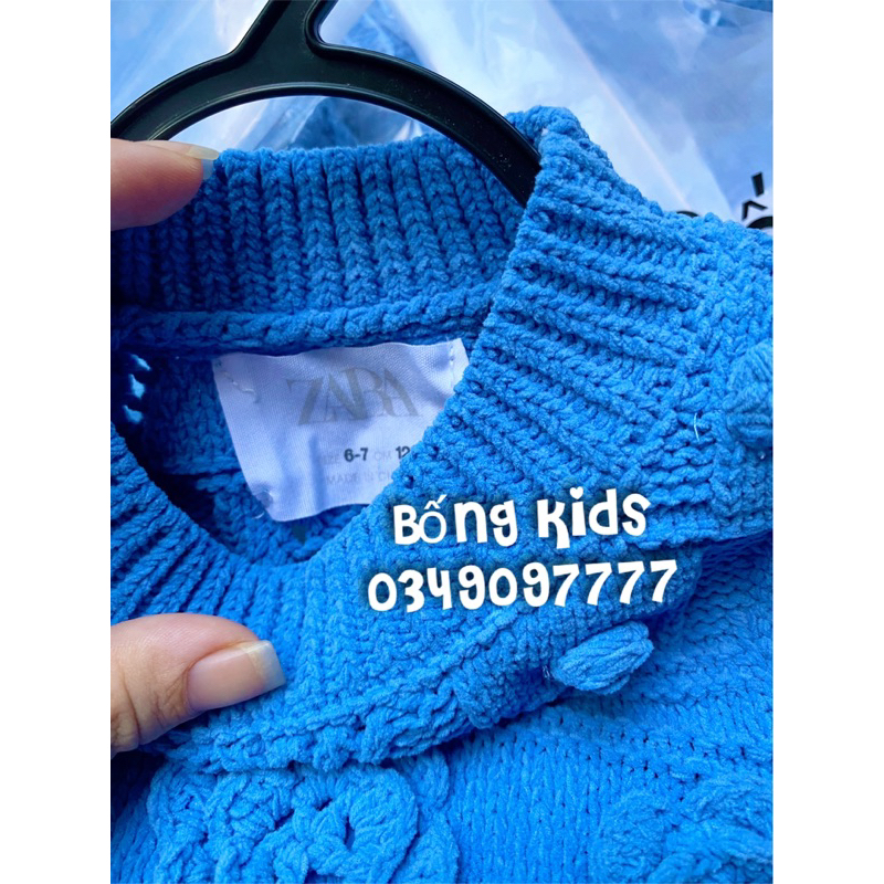 Áo Gile Bé Gái Chenille Hoa Xanh Dương Phai ZR