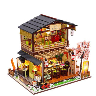 Mô hình lắp ráp thủ công nhà gỗ búp bê diy : tiệm ăn sushi dễ thương m2011