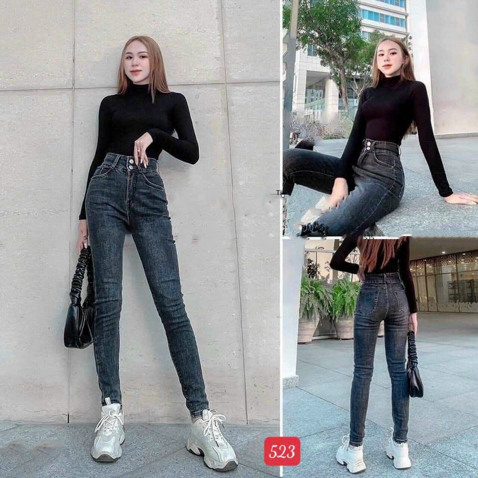 6 Mẫu Quần Jeans Nữ Cao Cấp Lưng Cao, Quần Bò nữ Cạp Cao Co Giãn Chuẩn From
