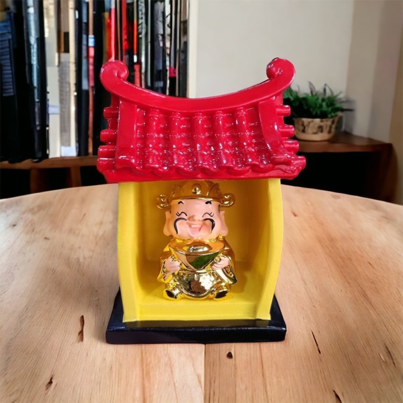 Tượng thần tài mini phong thủy miếu thần tài may mắn trang trí bàn làm việc văn phòng cầu tài lộc như ý