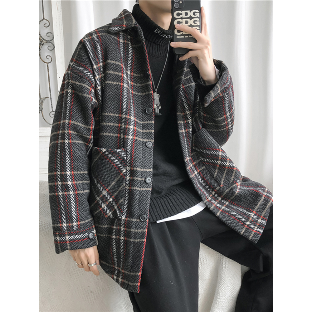 Áo blazer dạ nam hoạ tiết kẻ sọc DAB form rộng áo khoát dạ jaket nam phong cách Hàn Quốc 101221