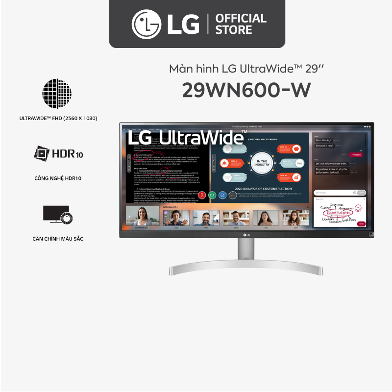 Màn Hình LG 29WN600-W 29" IPS 75Hz Freesync HDR UWFHD - Chính Hãng