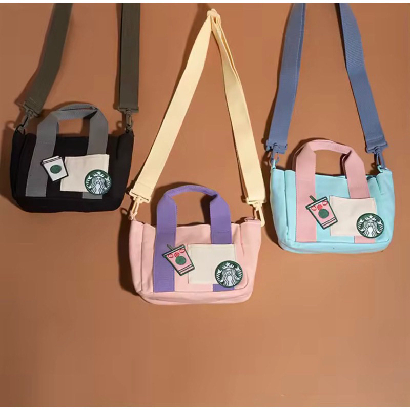 Túi vải Starbucks Color Block Mini Tote Blue