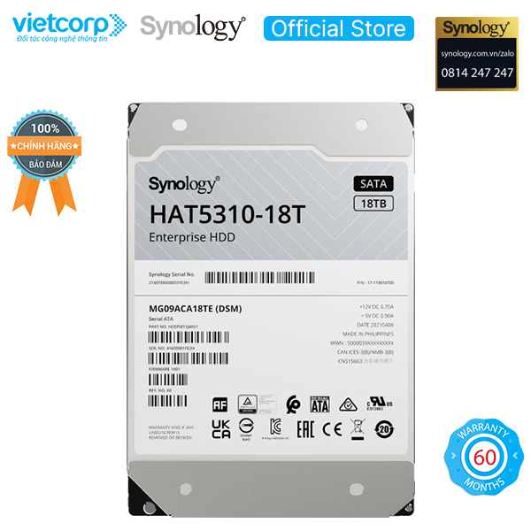 Ổ cứng NAS Synology HAT5310-18T 3.5'' - Hàng Chính Hãng