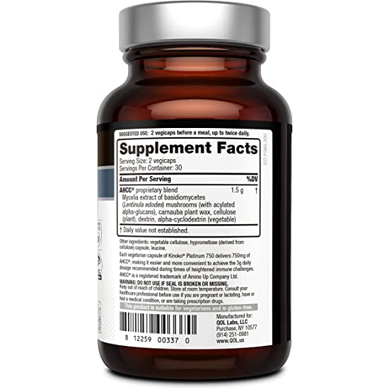 AHCC KINOKO PLATINUM 750mg - Viên Uống Tăng Cường Hệ Miễn Dịch, Diệt HPV 60 viên