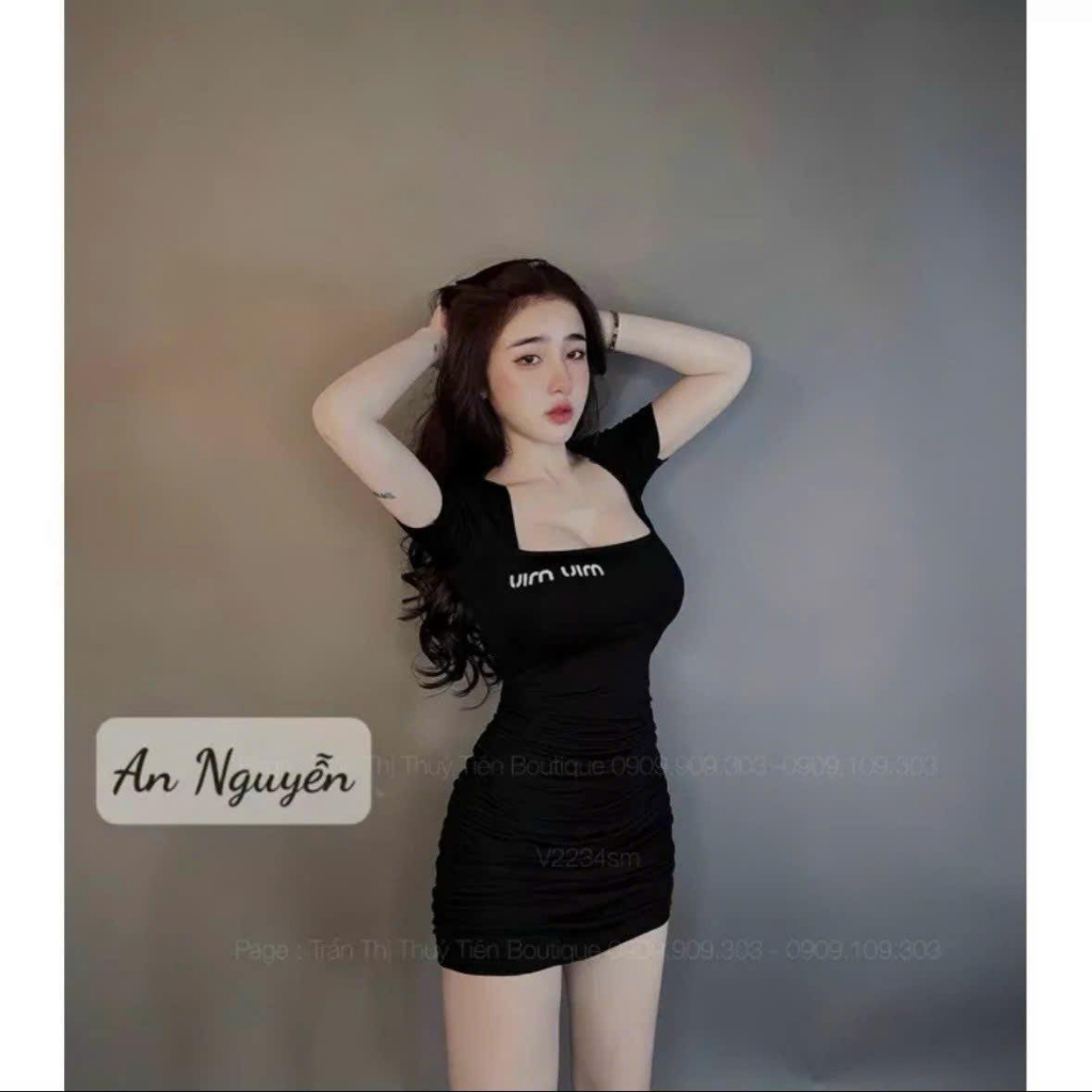 Đầm Body Nữ Cổ Vuông Dáng Ngắn Siêu Basic CC281