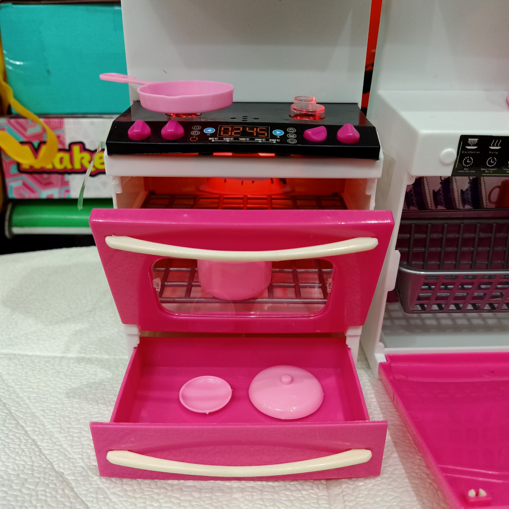 Bộ đồ chơi nhà bếp Hello Kitty giành cho bé gái, đồ chơi trẻ em cao cấp có đèn có nhạc