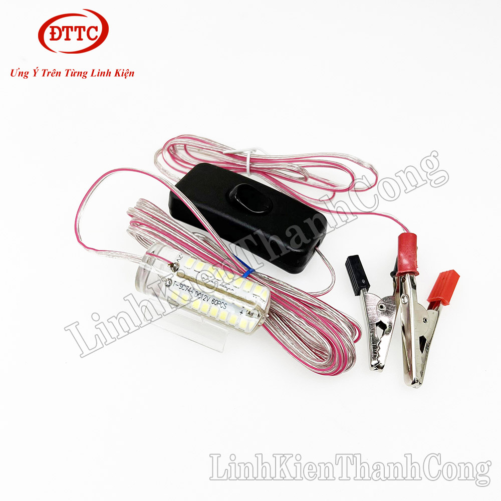 Đèn Led 12V Ánh Sáng Trắng, Đèn Soi Vợt Chìm Dưới Nước Thu Hút Cá 48 Bóng, 60 Bóng, 72 Bóng