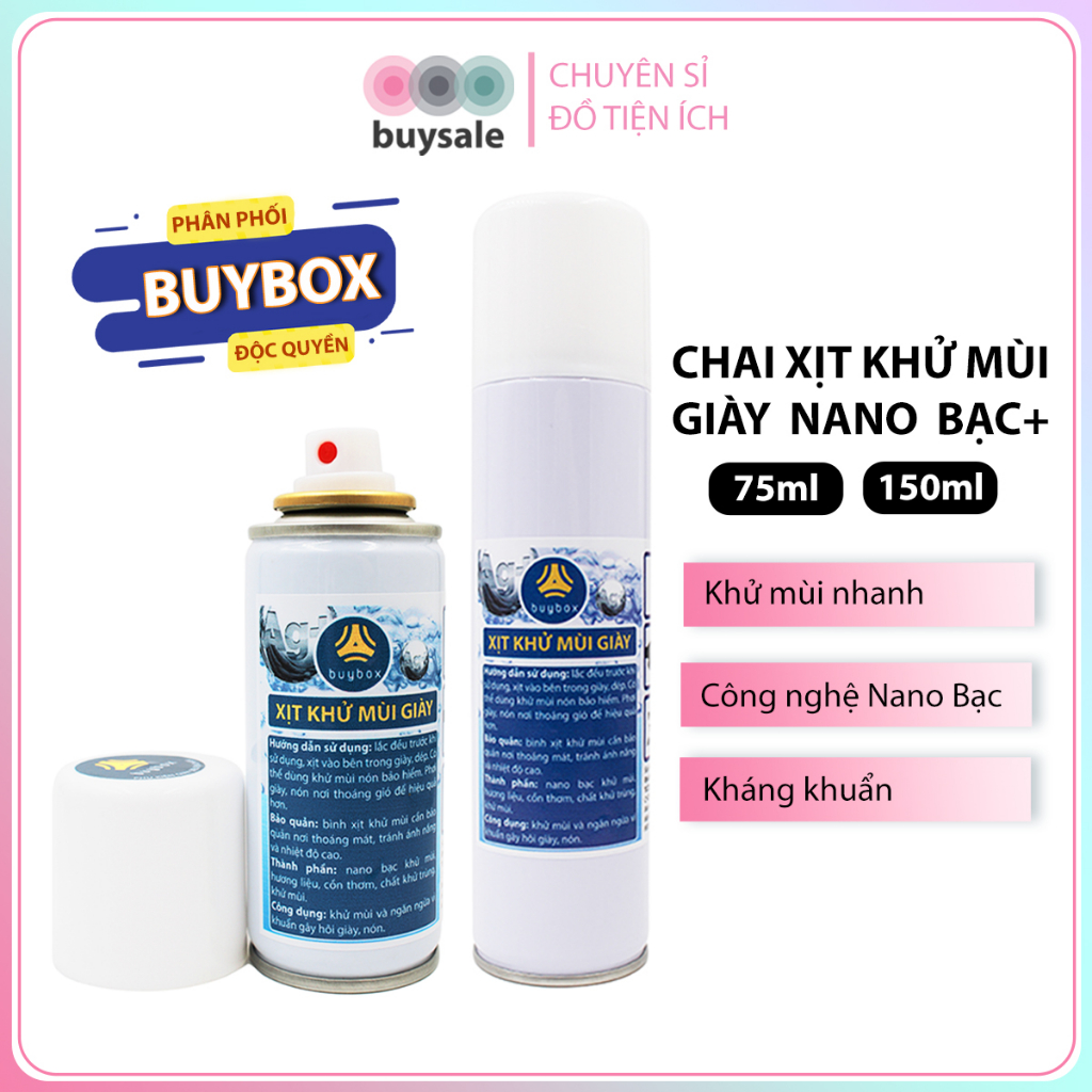 Bình xịt khử mùi và làm sạch mùi giày Buybox cao cấp - dung tích 75ml hoặc 150ml - BSPK61