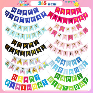 Dây cờ đuôi cá hpbd chữ happy birthday ánh kim