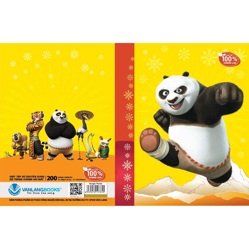 Combo 5 cuốn Tập HS Vanlangbooks 200 trang ĐL 80 (4 Ôli) - Kungfu Panda - VLG