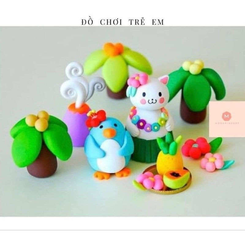 Combo 12 đất sét tự khô Nhật an toàn nặn hình cao cấp siêu nhẹ dành cho bé làm butter slime trang trí