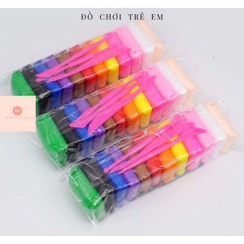 Combo 12 đất sét tự khô Nhật an toàn nặn hình cao cấp siêu nhẹ dành cho bé làm butter slime trang trí