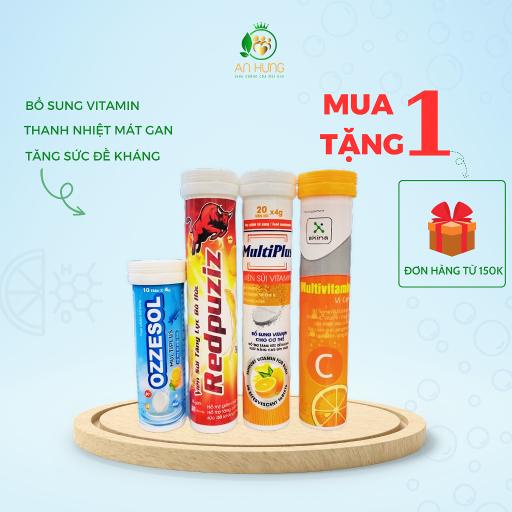 Viên sủi VTM C, Multivitamin, Mutiplus, Ozzesol - Hỗ trợ tăng cường hệ miễn dịch dùng cho người lớn, mẹ bầu và trẻ em