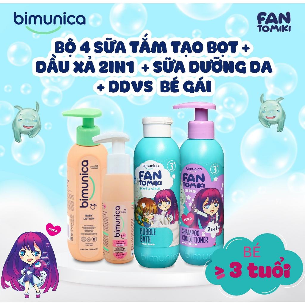 Sữa Tắm Tạo Bọt BIMUNICA Fantomiki Cho Bé từ 3 Tuổi - 250ml Không Cay Mắt, Làm Sạch, Làm Mềm Mịn