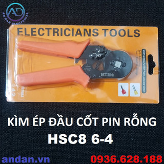 Kìm ép đầu cos pin rỗng hsc8 6-4, kìm bấm cos pin hsc8 6-4 awg23-7, kìm bấm cos vuông hsc8 6-4a
