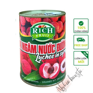 Vải ngâm đường rich - lon 565gr