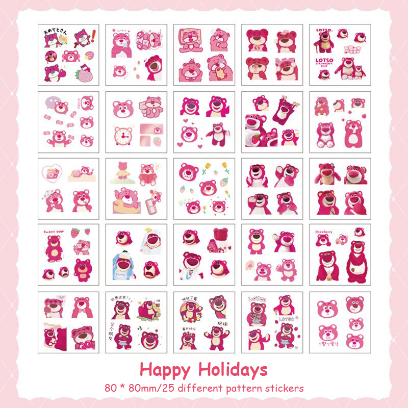 💜Sticker Gấu Dâu - Set 50 Miếng Combo Sticker cao cấp chống nước