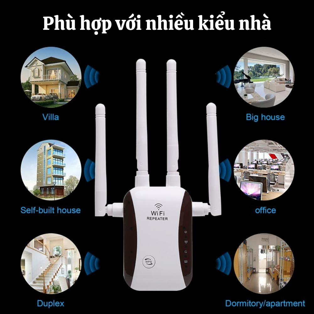 Bộ kích Wifi 4 râu, 2.4G bộ tăng cường tín hiệu wifi 450Mbps, bộ mở rộng không dây xuyên tường khoảng 50m, Bảo hành 12TH | BigBuy360 - bigbuy360.vn