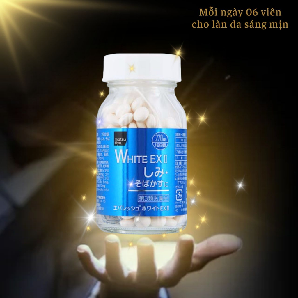 Viên uống trắng da White Ex II 270 viên Nhật Bản  hỗ trợ cải thiện nám, làm trắng da làm đều màu da