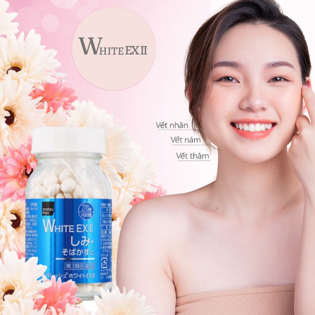 Viên uống trắng da White Ex II 270 viên Nhật Bản  hỗ trợ cải thiện nám, làm trắng da làm đều màu da