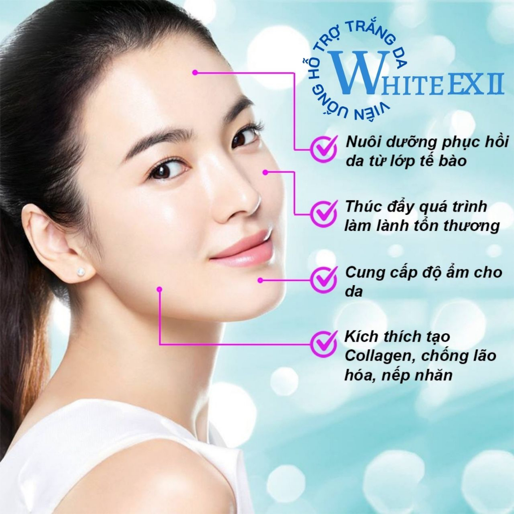 Viên uống trắng da White Ex II 270 viên Nhật Bản  hỗ trợ cải thiện nám, làm trắng da làm đều màu da