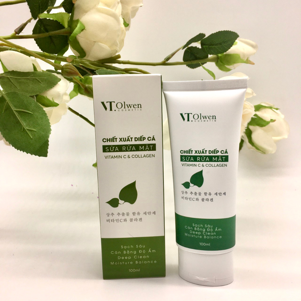 Sữa rửa mặt chiết xuất diếp cá VT.Olwen 100ml vitamin C và Collagen làm sạch sâu, cân bằng độ ẩm cho da