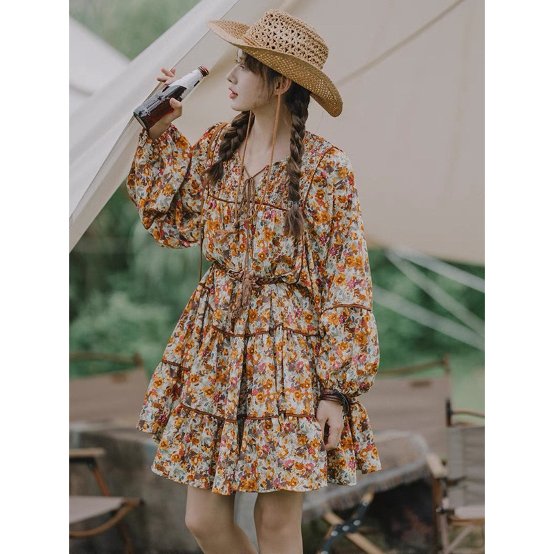 Váy Hoa Nhí Phong Cách Boho VinTage Thời Trang Nữ Du Lịch By Tiệm Nhà Liin