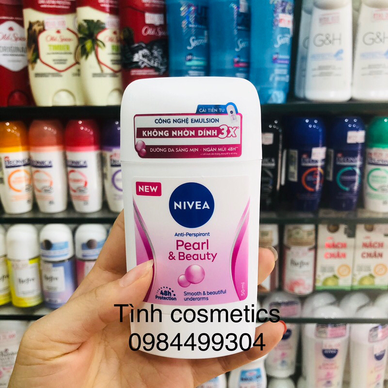 Sáp Ngăn Mùi Nivea Ngọc Trai Đẹp Quyến Rũ Pearl & Beauty 50ml, lăn nách sáp dưỡng trắng mịn, khô thoáng