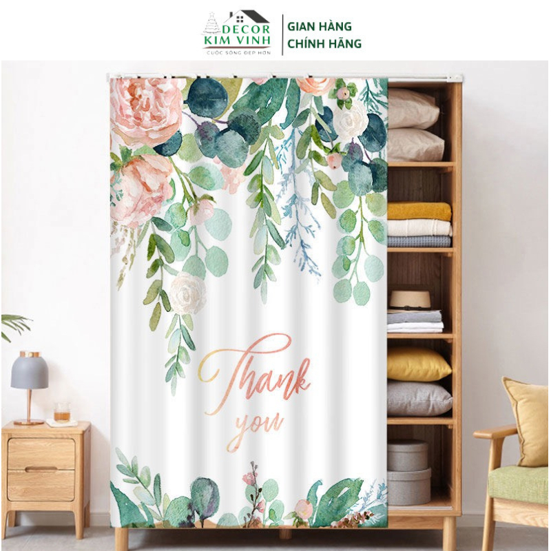 Rèm Dán Khoen Lỗ, Khoen Ri Đô, Rèm Dán DÀN HOA HỒNG Decor Kim Vinh DCKV002